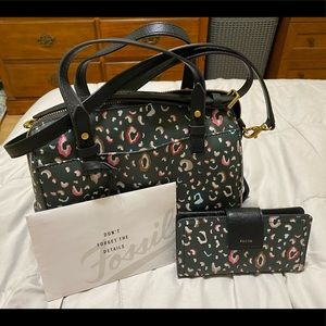 Fossil Rachel Satchel w/ matching wallet